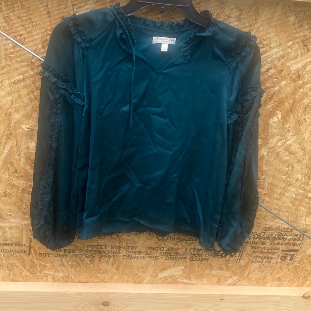 Chelsea & Violet Deep Teal Kids Blouse